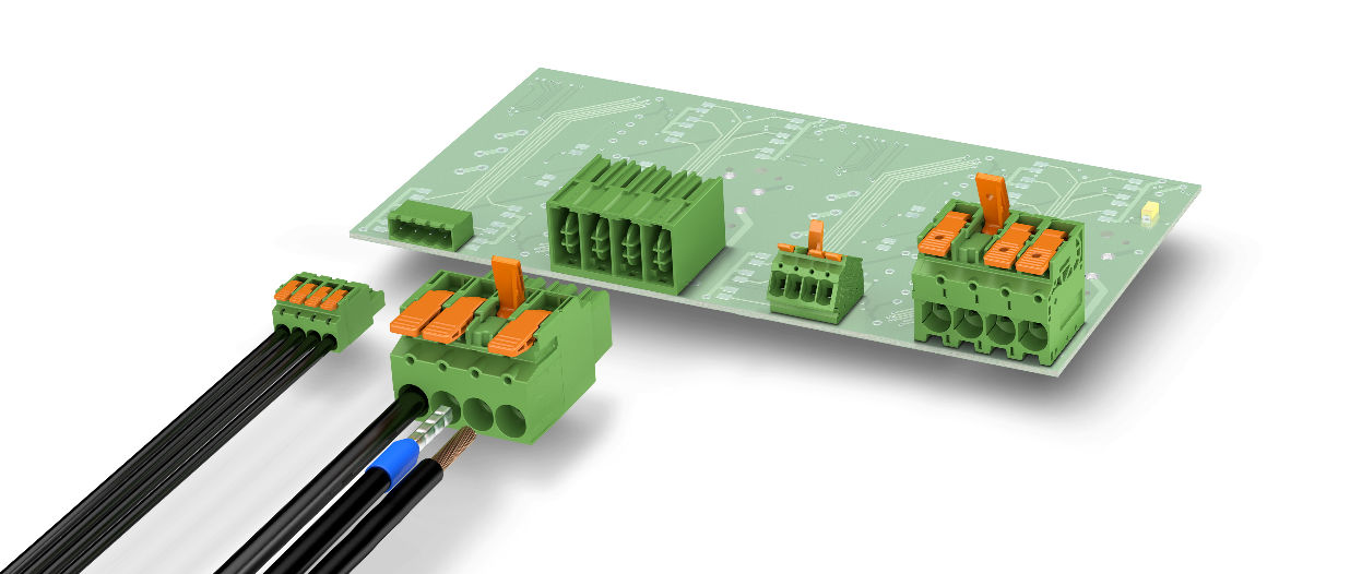 I nuovi connettori e morsetti a leva per circuiti stampati di Phoenix Contact combinano l'affidabilità della connessione a molla push-in con la facilità d'uso dell'azionamento a leva.