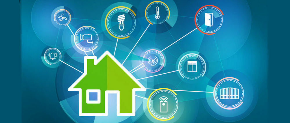 Smart home con tecnologie connesse in rete