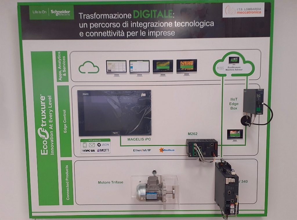 Pannello EcoStruxure all'ITS Lombardia Meccatronica per la formazione tecnica 4.0