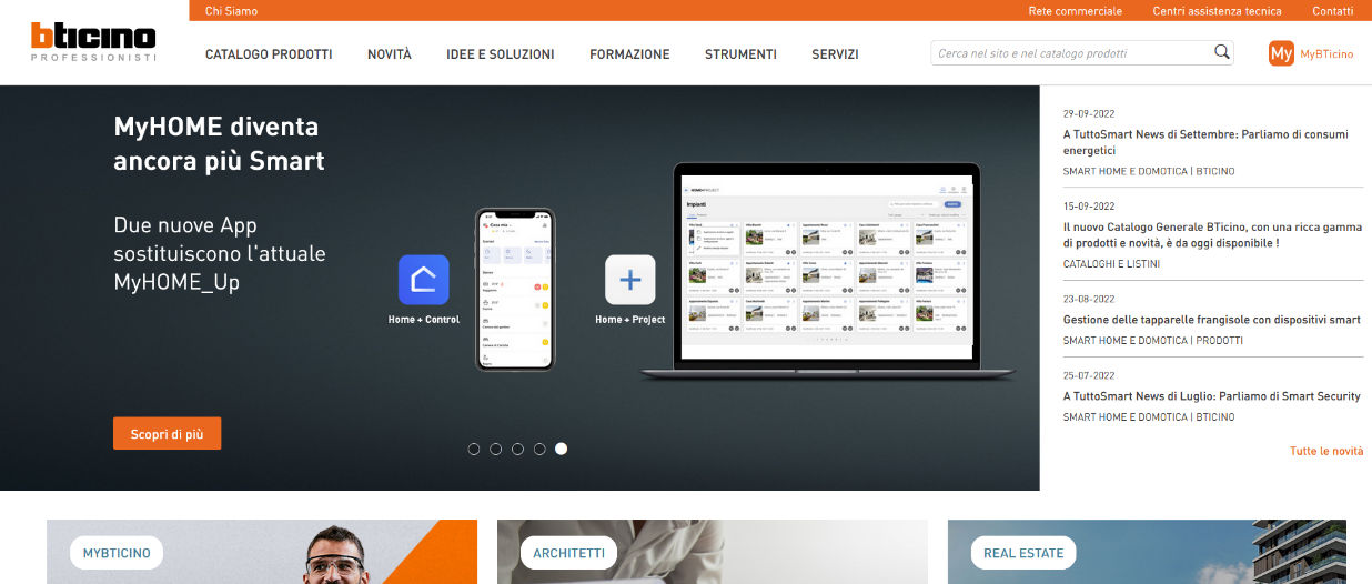 Bticino, un nuovo portale per professionisti con prodotti, soluzioni e servizi