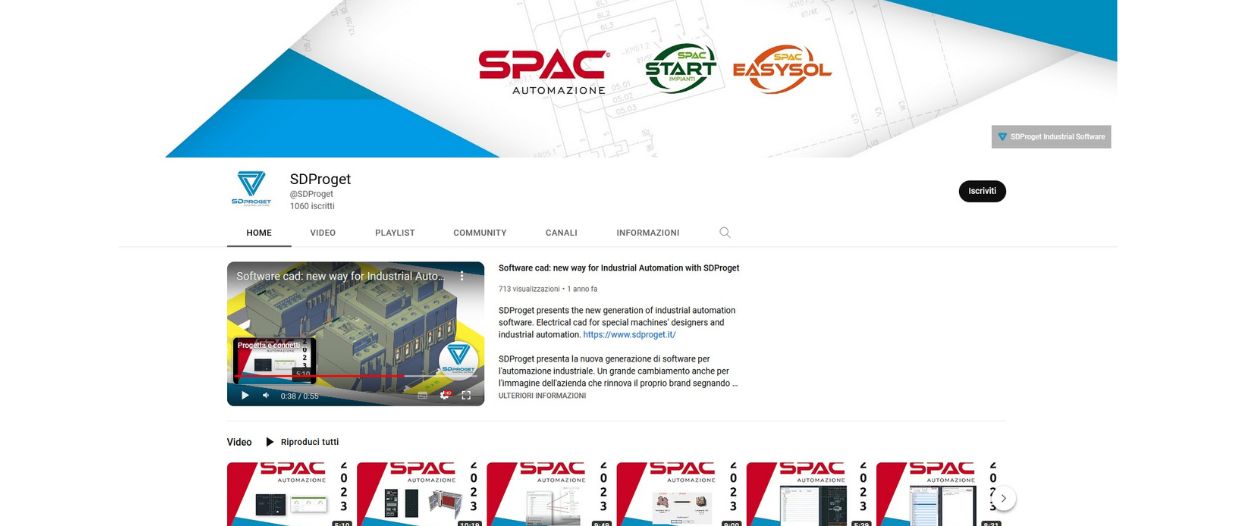Canale YouTube SDProget SPAC Automazione 2023